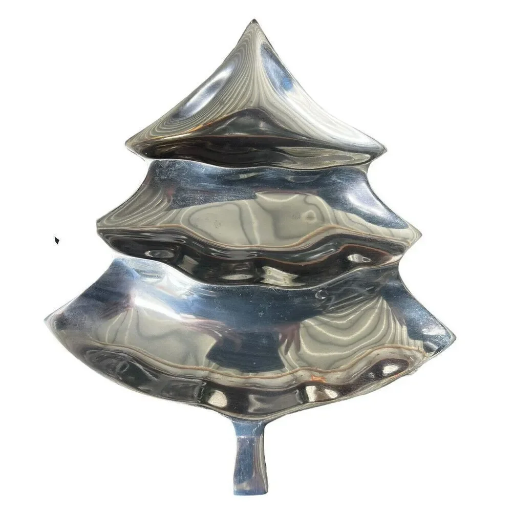 Ann Kary Pewter Christmas Tree Serving Trinket Display Dish Made in Mexico